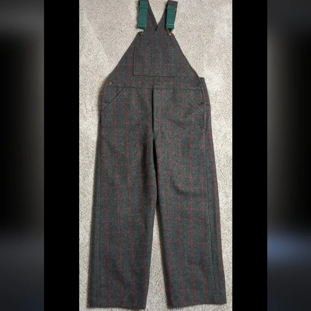 Men's Green Plaid Pants with Suspenders - Picture 2 of 12